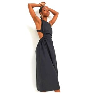 H&M Black Cotton Cut Out Midi Dress